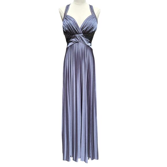 Caché Vtg Y2K Fairy Grunge Rhinestone Babydoll Cross Back Maxi Dress 4 Dark Gray - Picture 1 of 10